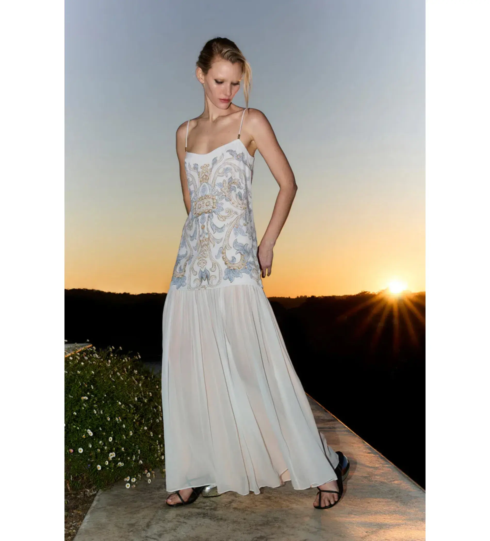 Antipodean Bitter Sweet Dropped Waist Gown Antique White Size AU 10 - Image 2