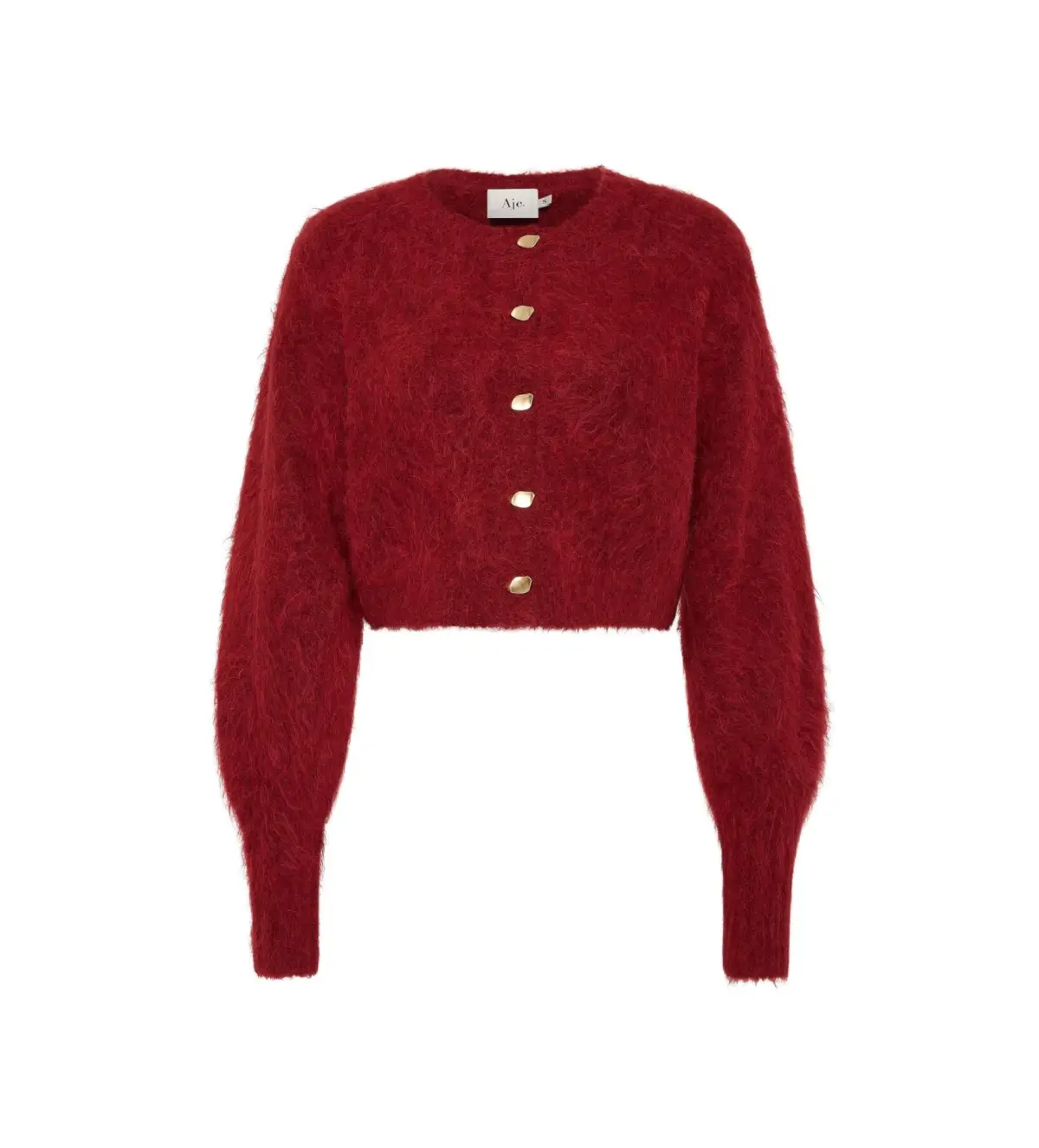 Aje Celine Fluffy Cardigan Lychee Red Size 12/L - Image 4