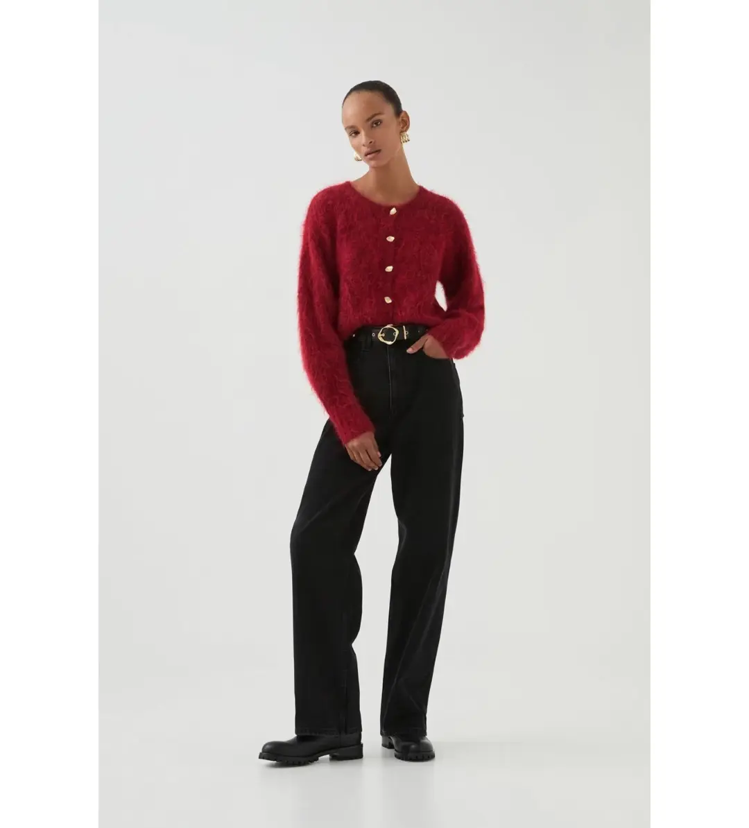 Aje Celine Fluffy Cardigan Lychee Red Size 12/L for rent on The Volte - main image