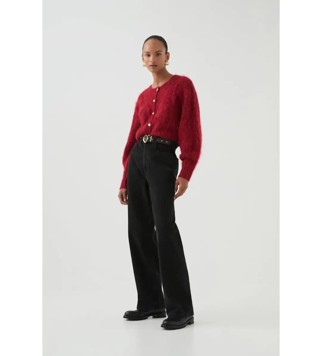 Aje Celine Fluffy Cardigan Lychee Red Size 12/L for rent on The Volte - main image