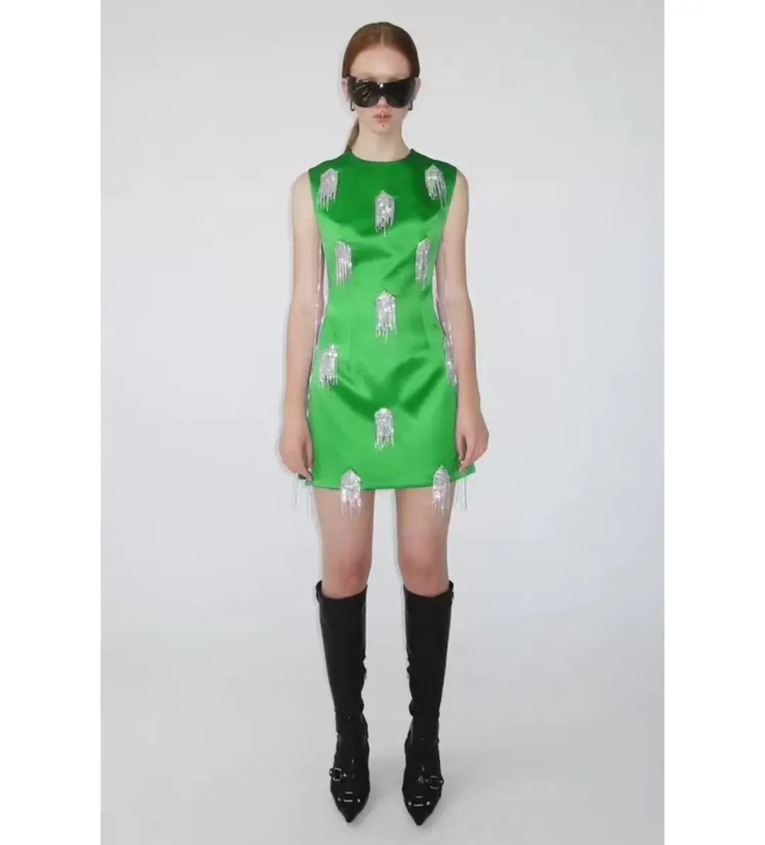 KOURH Onirique Crystal Mini Dress Green Size M/AU 10 for rent on The Volte - main image