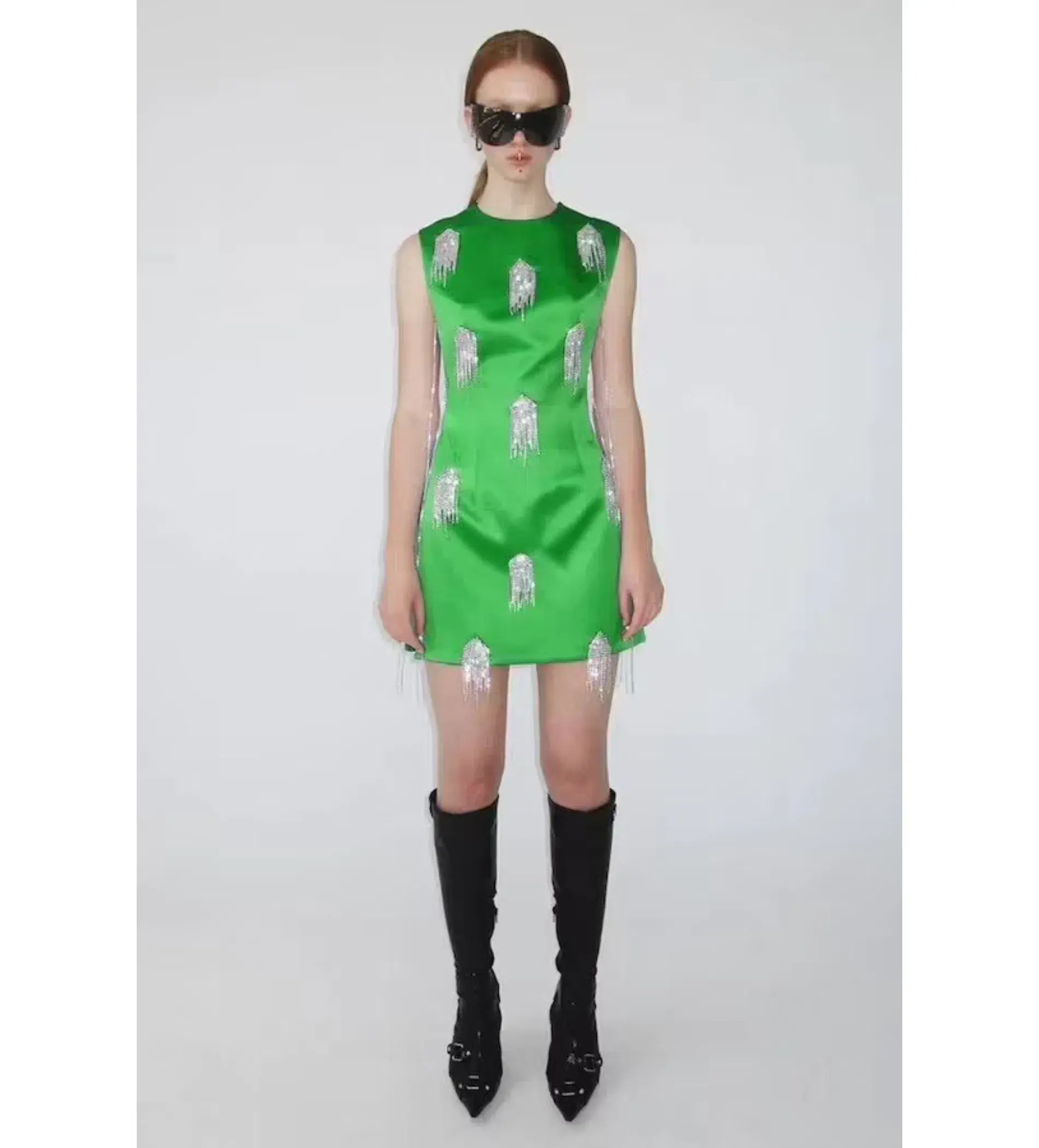 KOURH Onirique Crystal Mini Dress Green Size M/AU 10 - Image 1