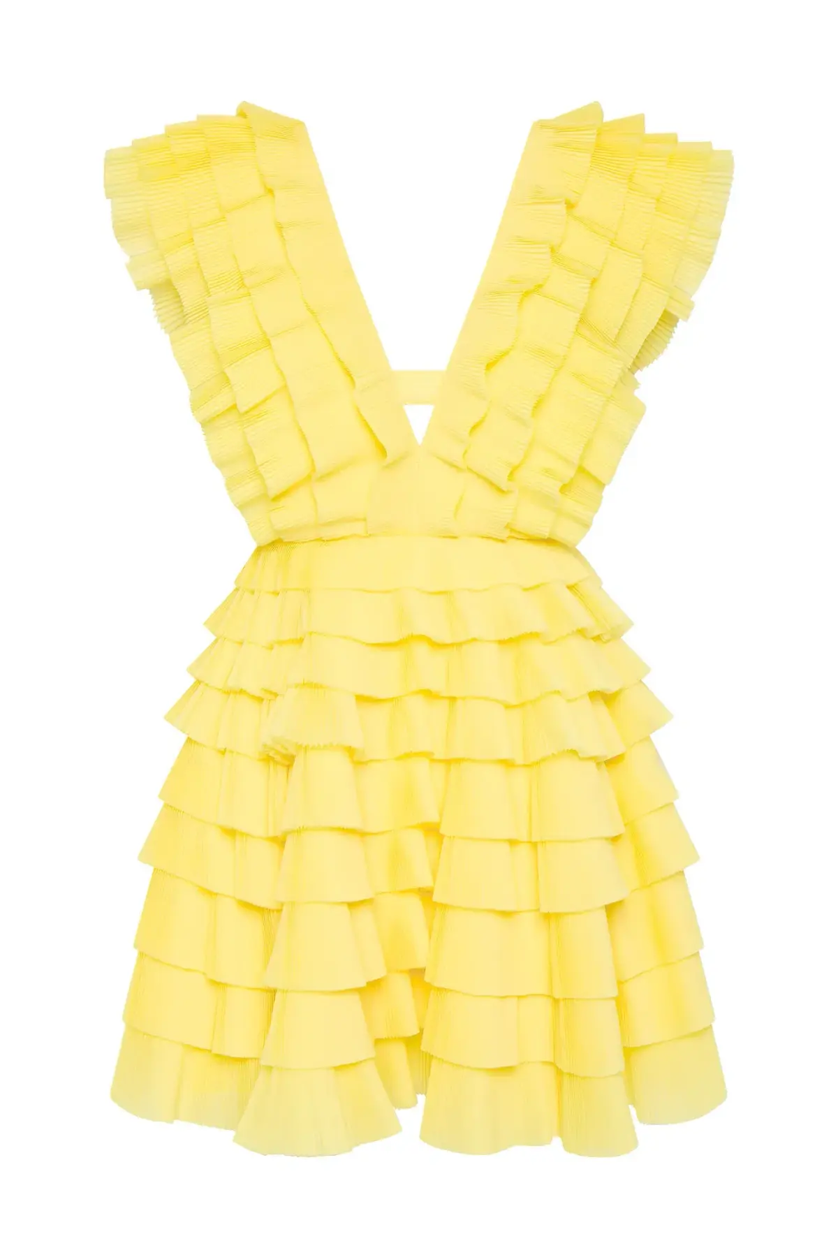 Aje Reflection Mini Dress Yellow Size 16 - Image 4