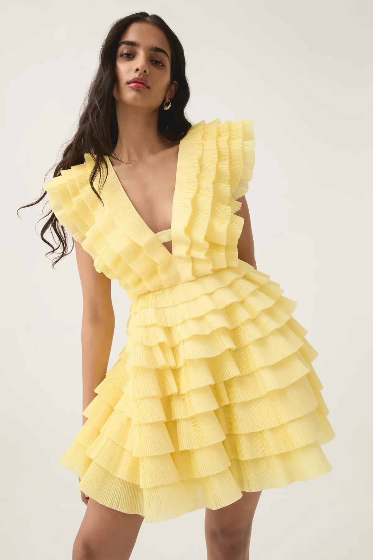Aje Reflection Mini Dress Yellow Size 16 - Image 1