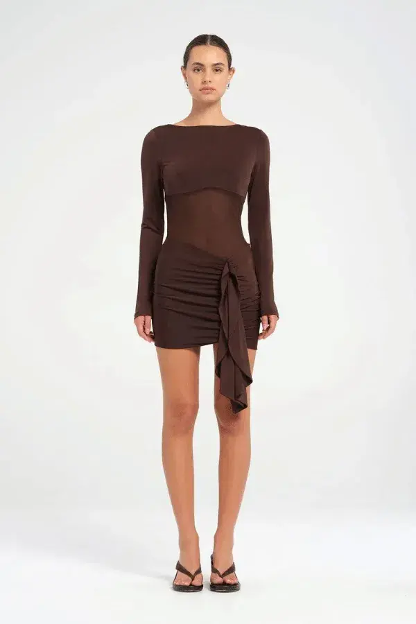 Benni Juni Mini Dress in Chocolate Size 8 - Image 1