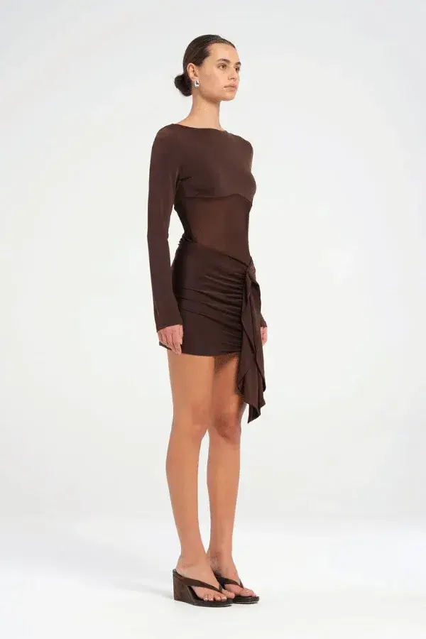 Benni Juni Mini Dress in Chocolate Size 8 - Image 2