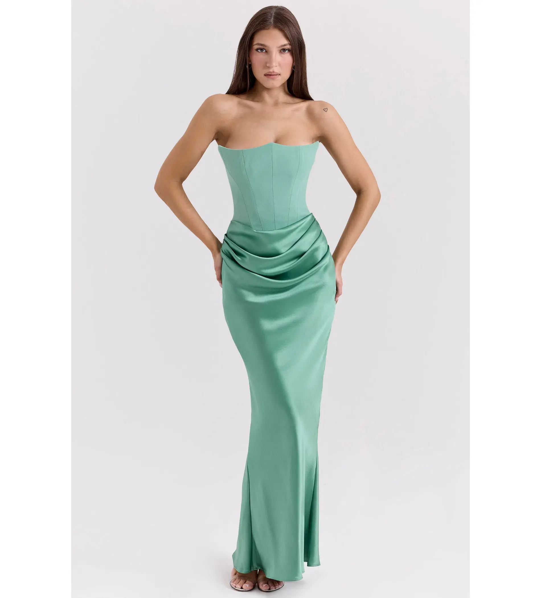 House of CB Persephone Strapless Corset Maxi Dress in Jade Size 6 - Image 1