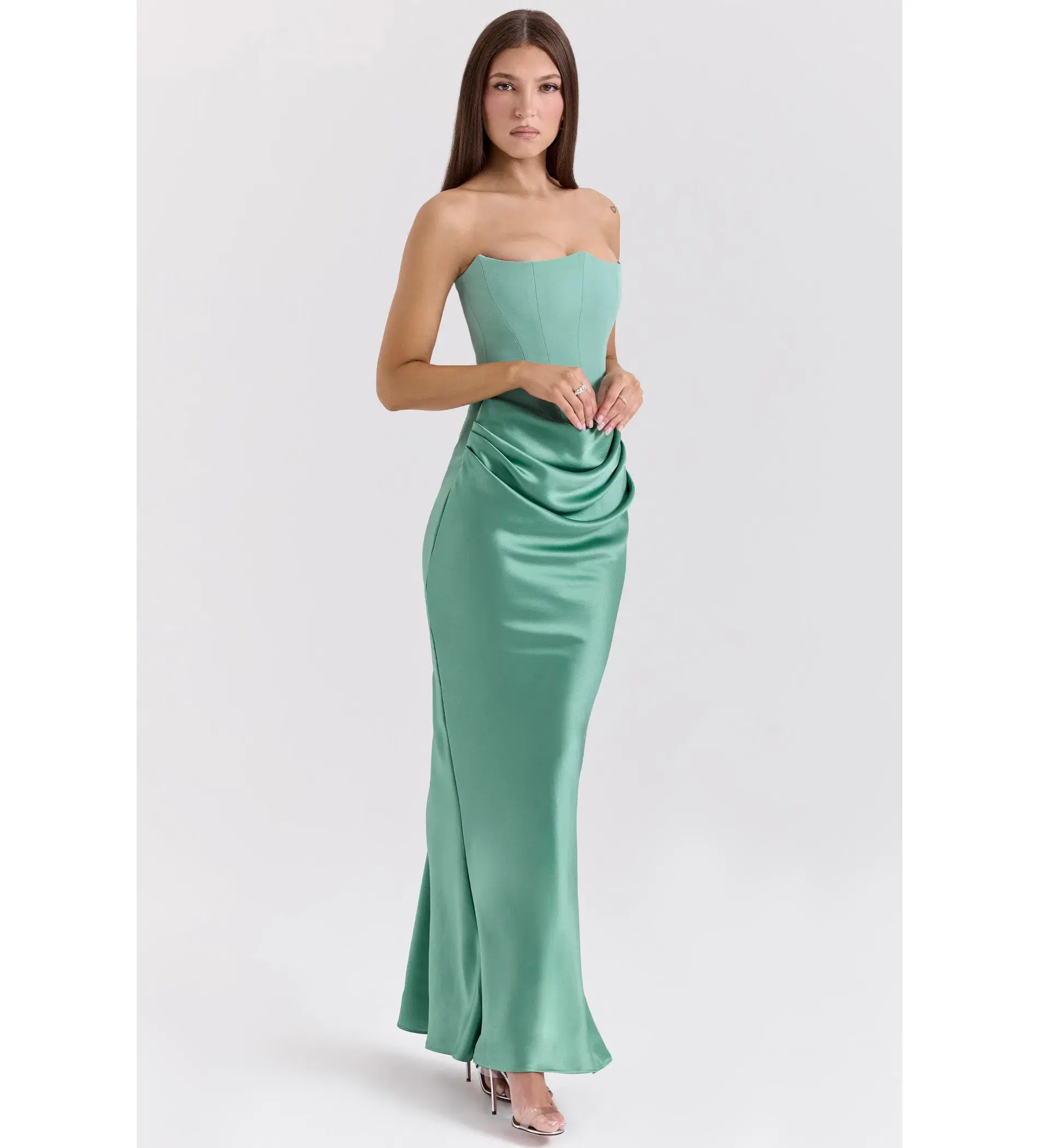 House of CB Persephone Strapless Corset Maxi Dress in Jade Size 6 - Image 2