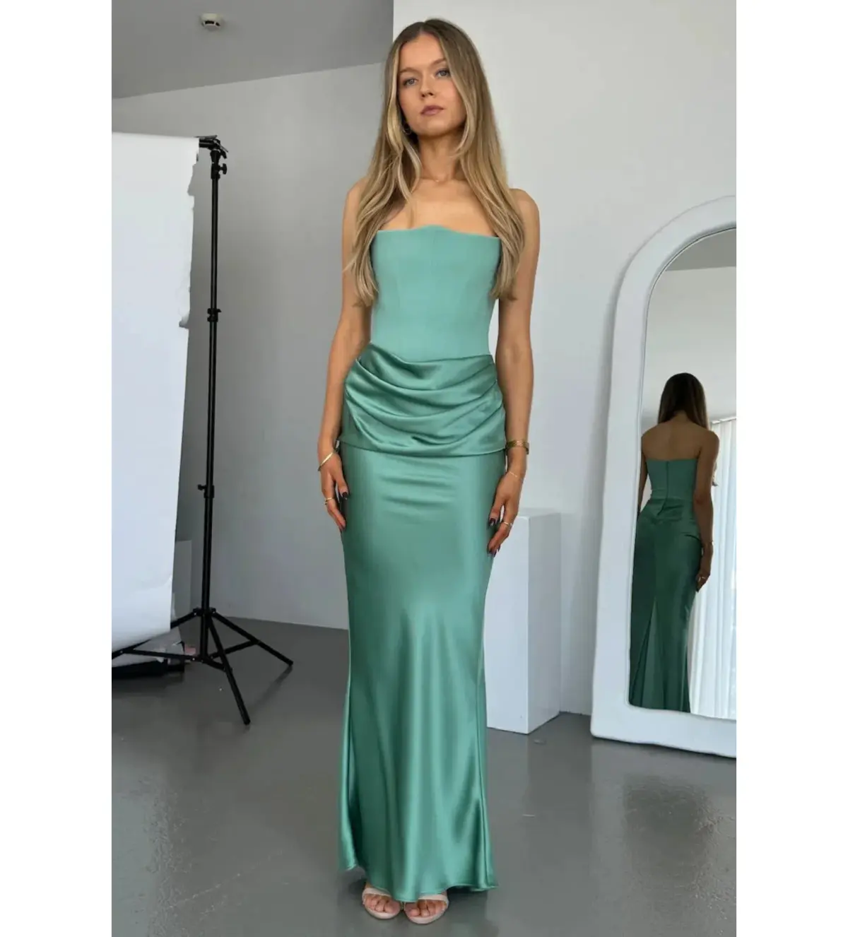 House of CB Persephone Corset Maxi Dress in Jade Green Size AU 8 - Image 1