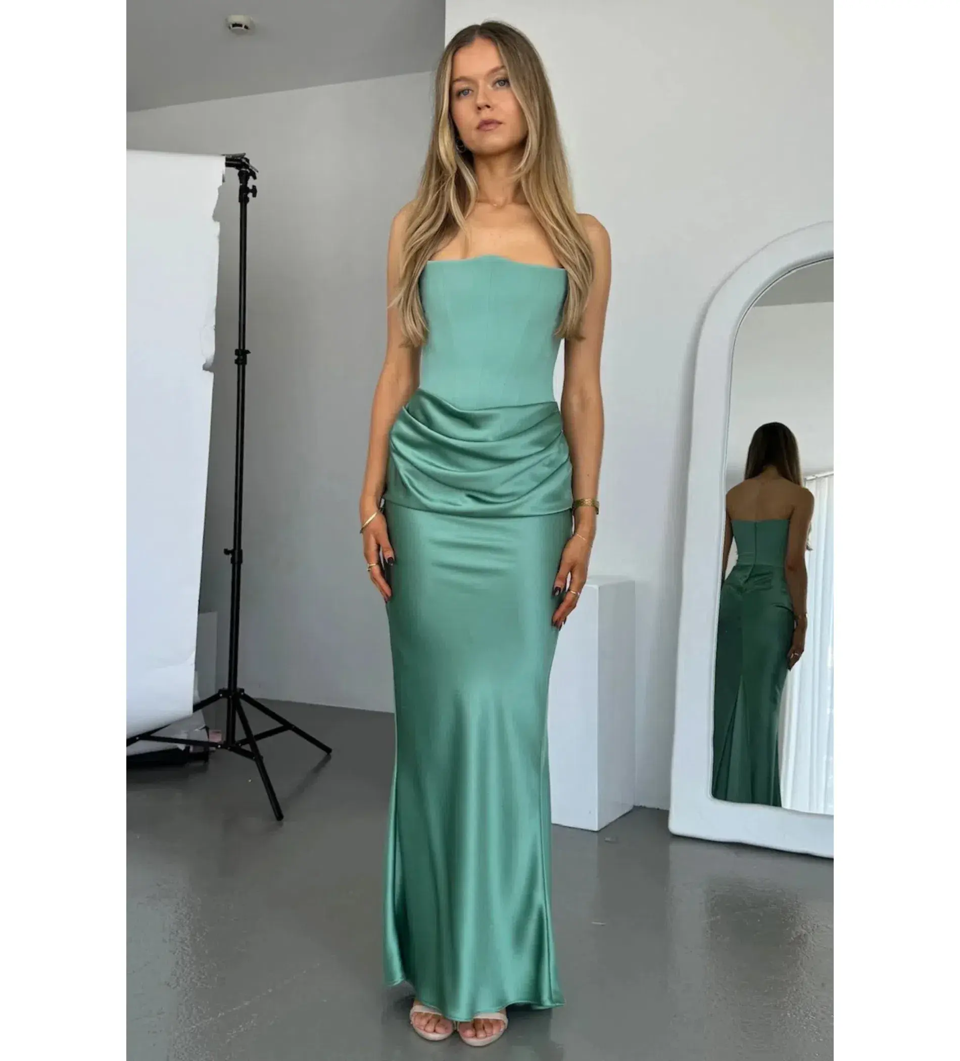 House of CB Persephone Corset Maxi Dress in Jade Green Size AU 8 - Image 1