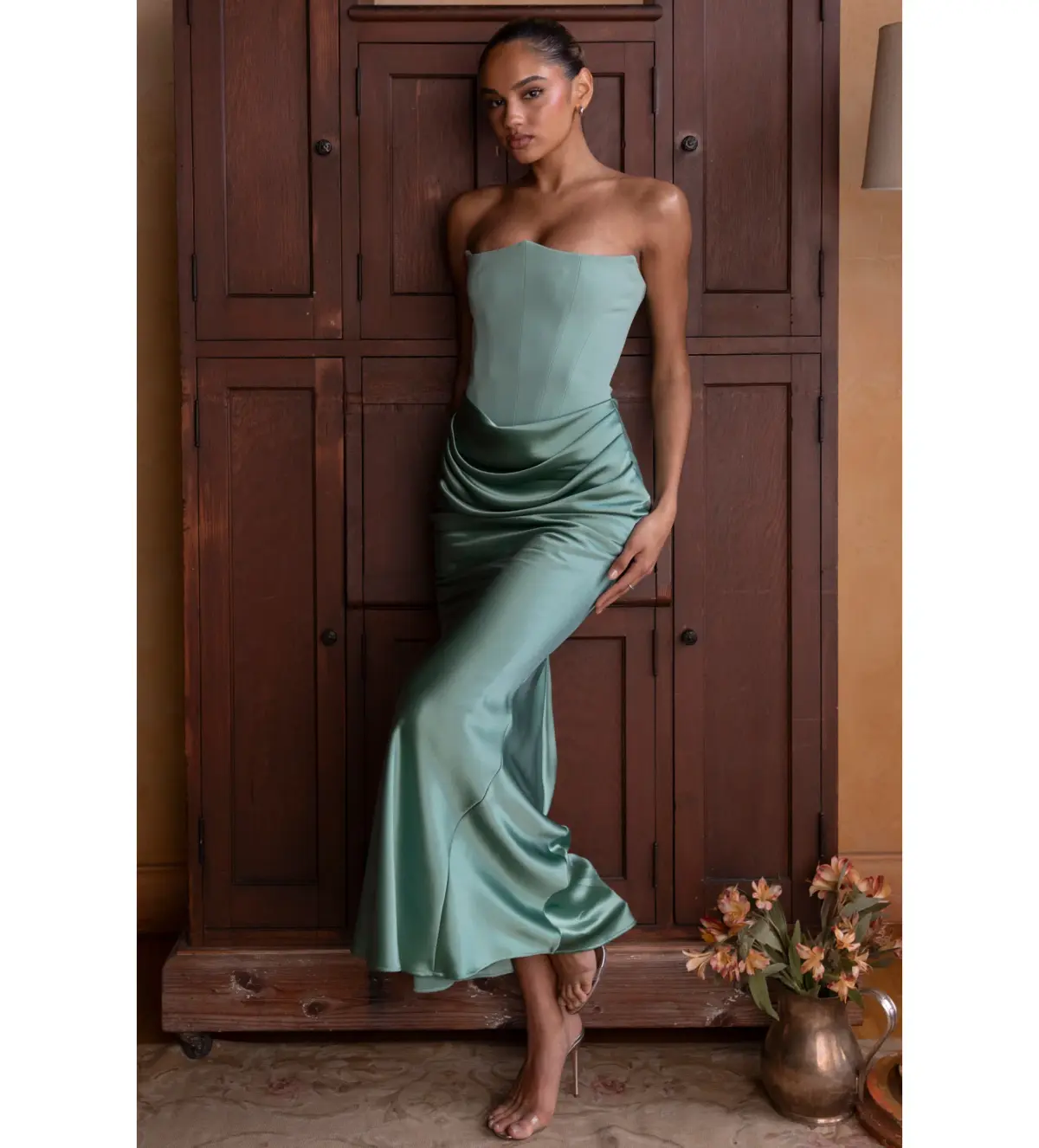 House of CB Persephone Corset Maxi Dress in Jade Green Size AU 8 - Image 2