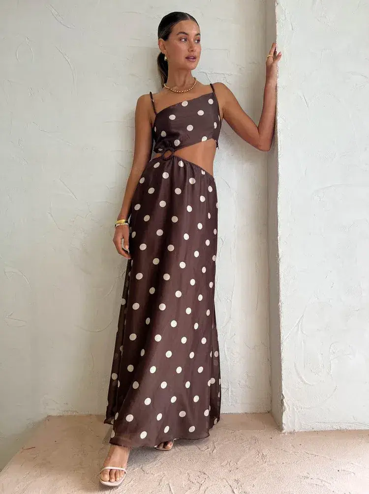Sir The Label Vivi Asymmetrical Cut Out Dress in Marlon Polka Dot Size 0/ AU 6 - Image 1