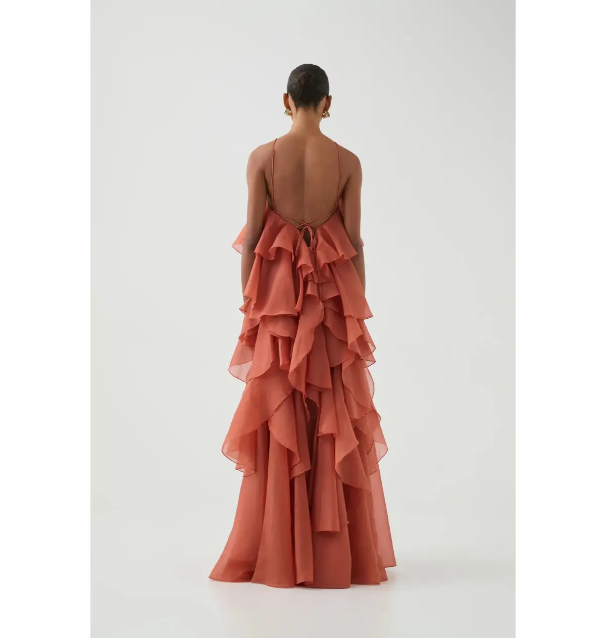 Aje Pandorea Layered Maxi Dress Coral Clay Size AU 6 - Image 4