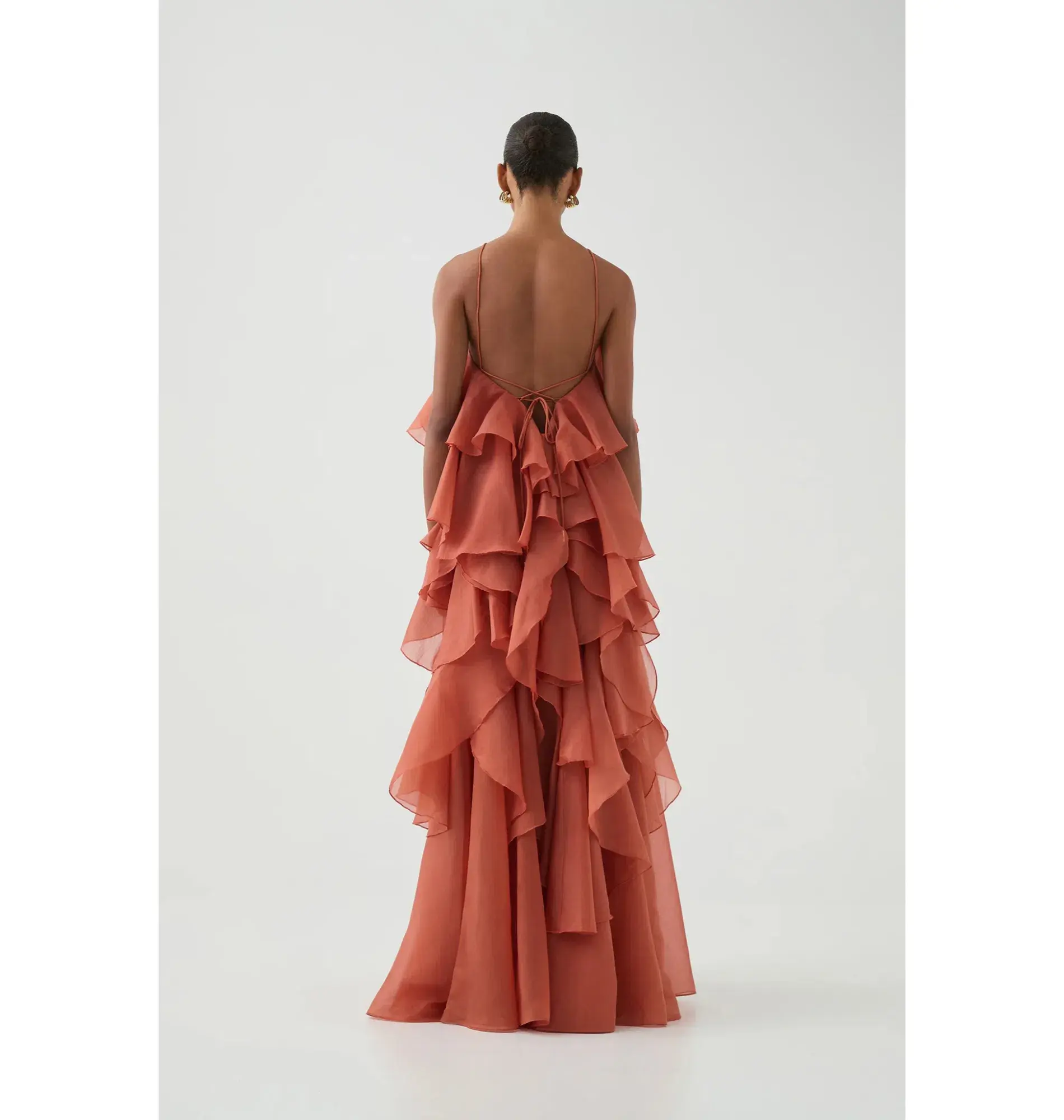 Aje Pandorea Layered Maxi Dress Coral Clay Size AU 6 - Image 4