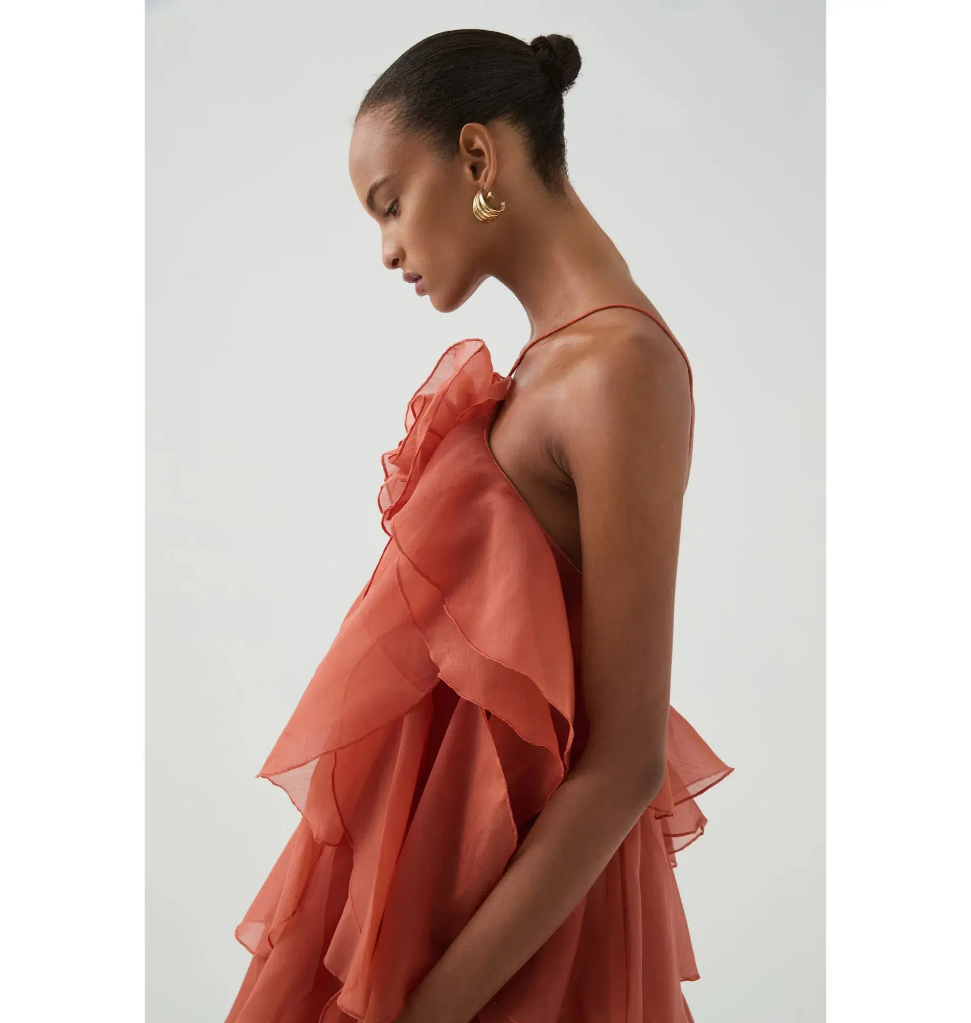 Aje Pandorea Layered Maxi Dress Coral Clay Size AU 6 - Image 3