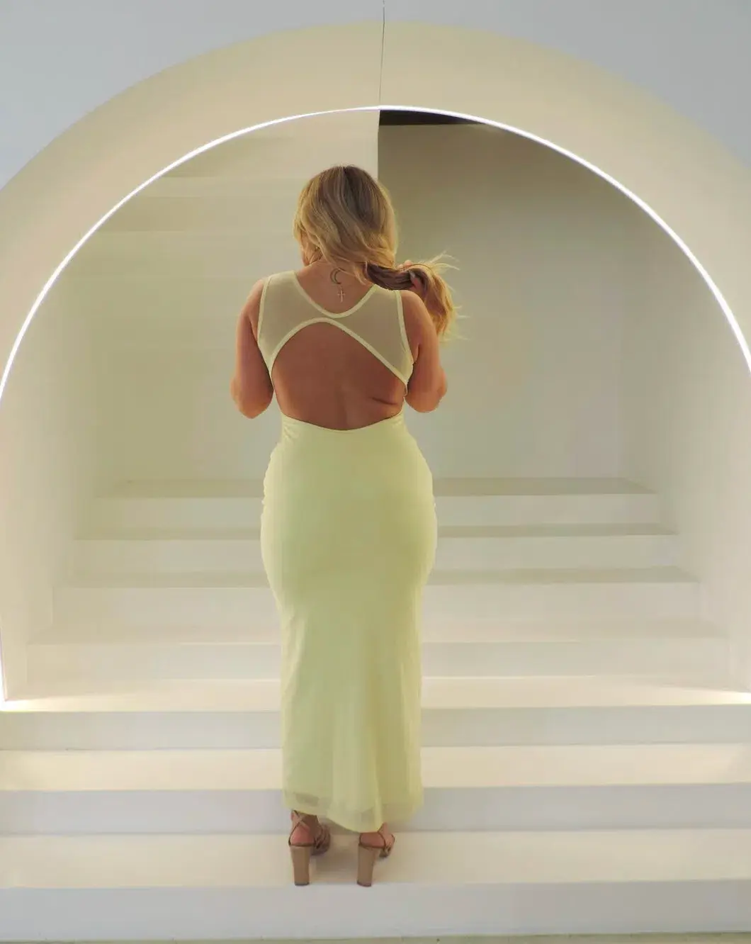 Kookai Lemon Meringue Bolt Open Back Dress Maxi Size AU 12 - Image 2