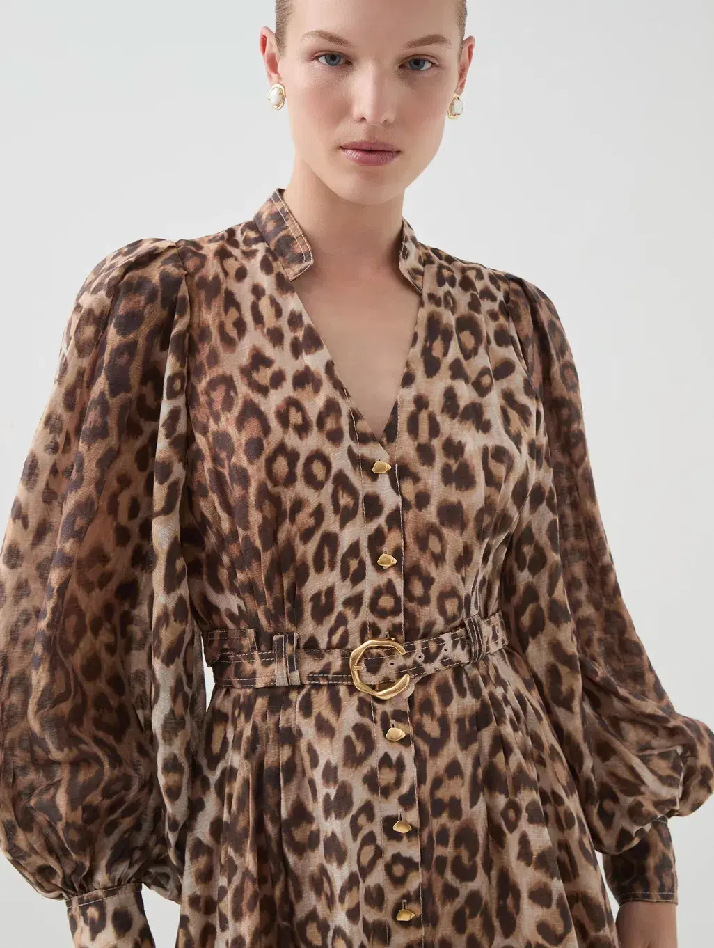 Aje Isabella Shirtdress Midi Leopard Print Size 12 - Image 5