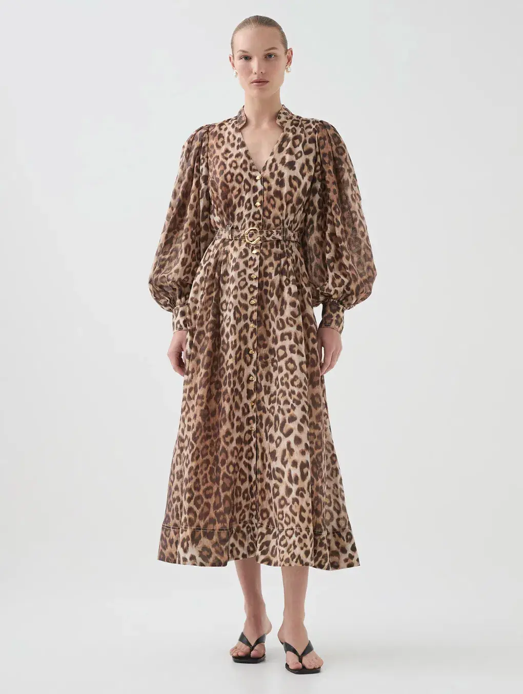 Aje Isabella Shirtdress Midi Leopard Print Size 12 - Image 1
