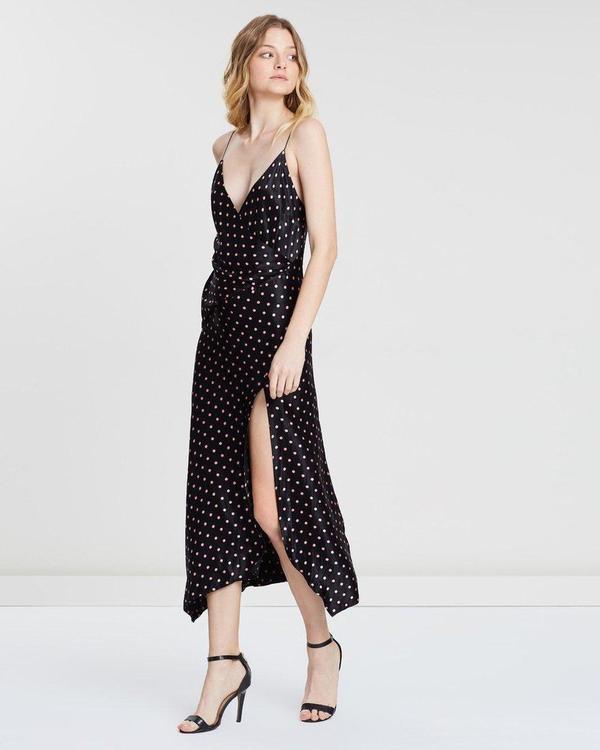 Bec & Bridge Kylie Midi Dress Black Print Size AU 8 for rent on The Volte - main image