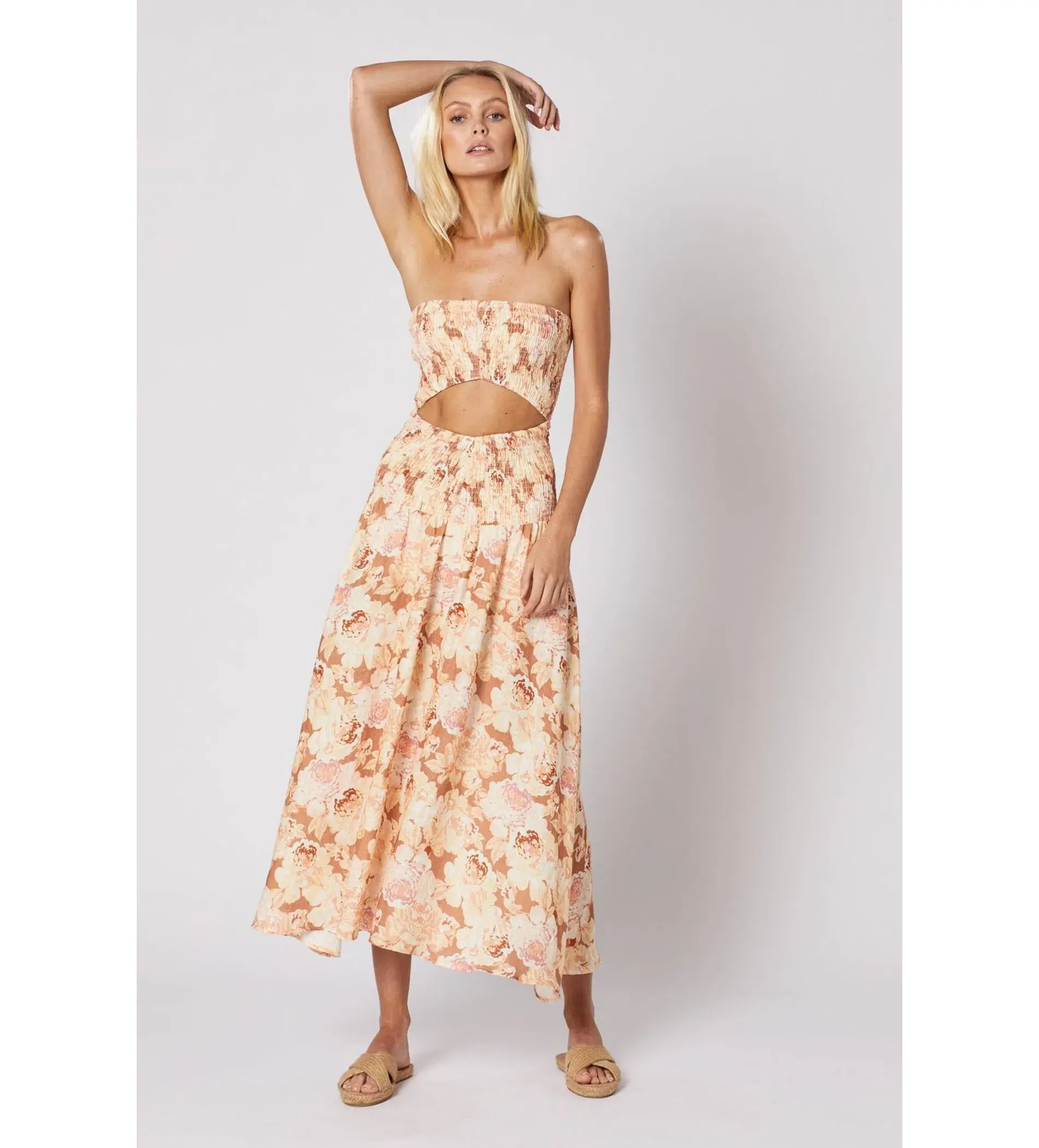 Winona Flourish Shirred Midi Dress in Multi Size XXS / Size AU 4 - Image 1