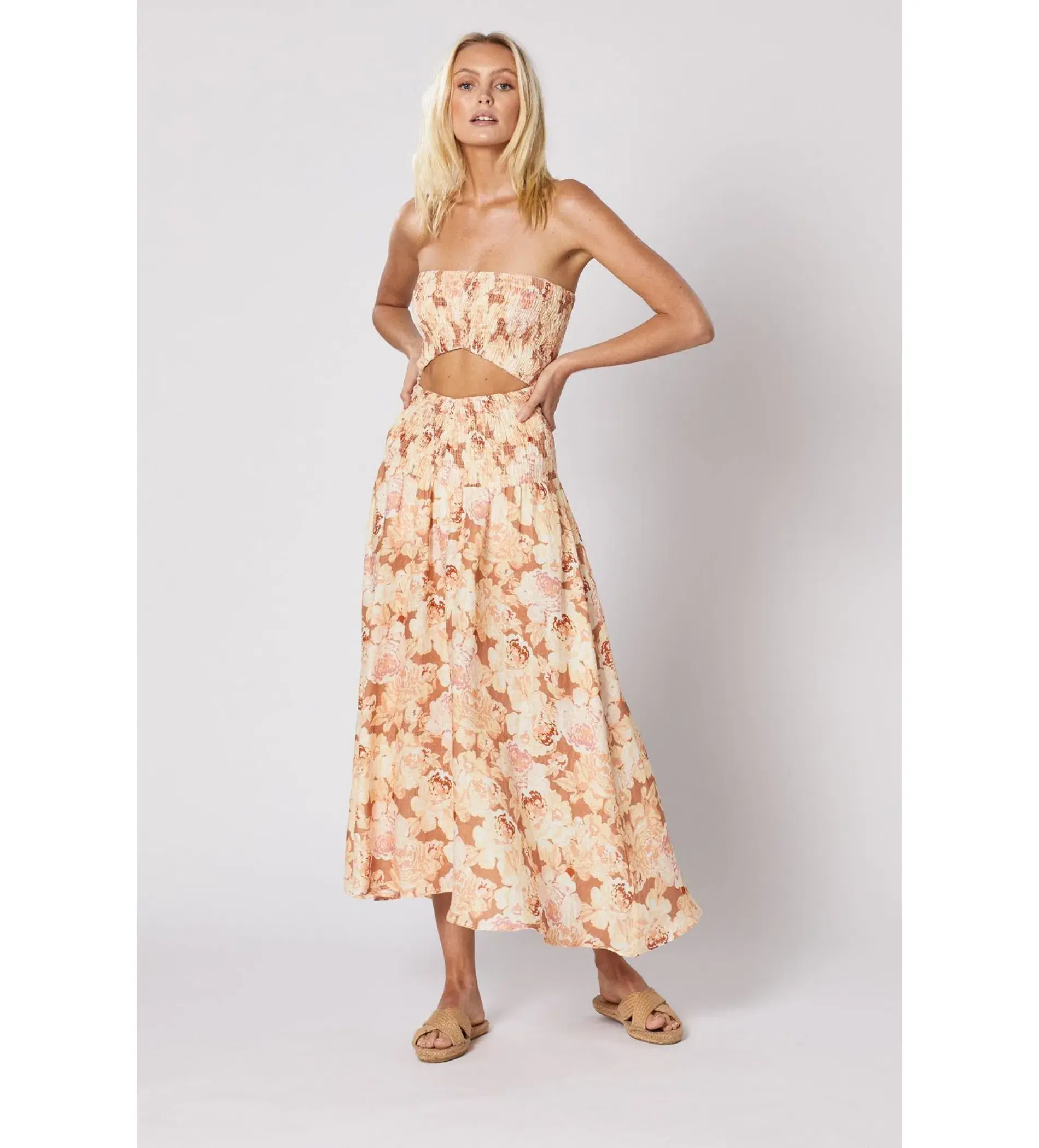 Winona Flourish Shirred Midi Dress in Multi Size XXS / Size AU 4 - Image 2
