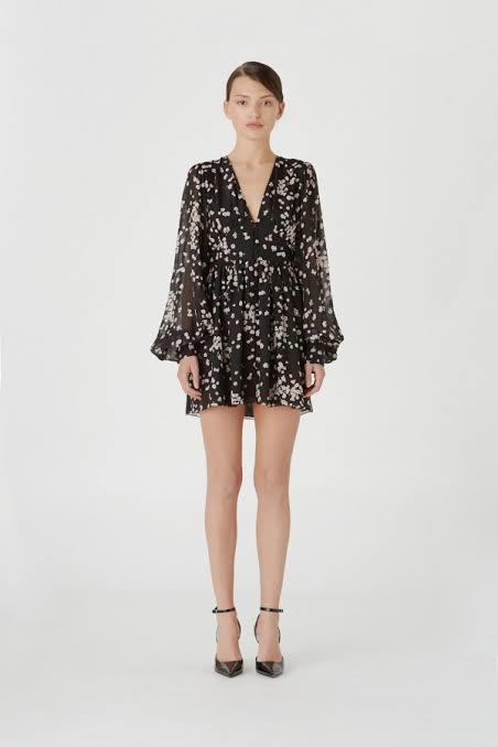 Camilla and Marc Gardin Mini Dress Floral Black Size 6 - Image 1