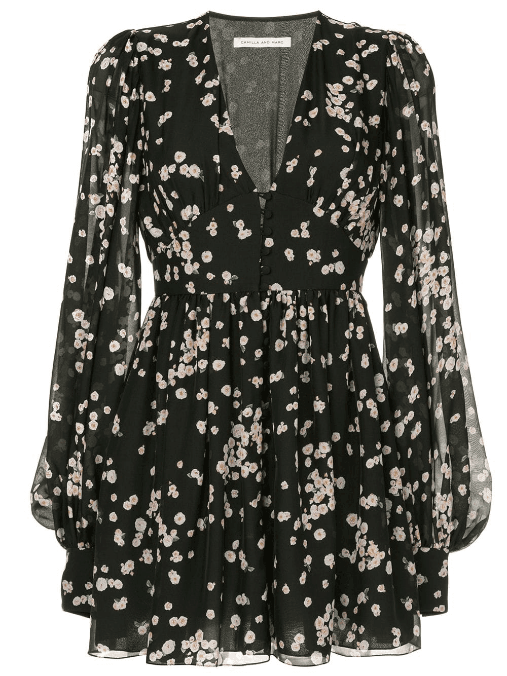Camilla and Marc Gardin Mini Dress Floral Black Size 6 for rent on The Volte - main image