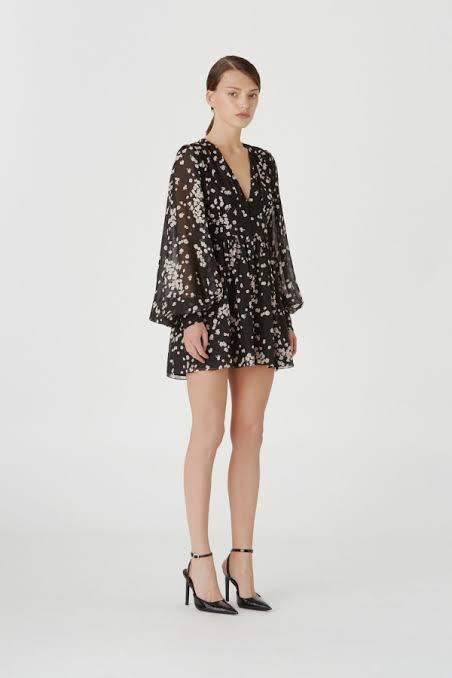 Camilla and Marc Gardin Mini Dress Floral Black Size 6 - Image 2