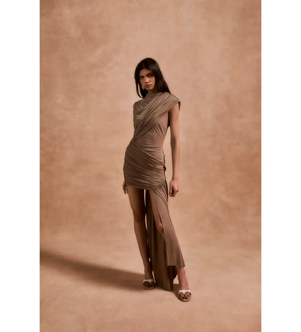 De La Vali Ravenna Mini Dress Taupe Size 12 - Image 2