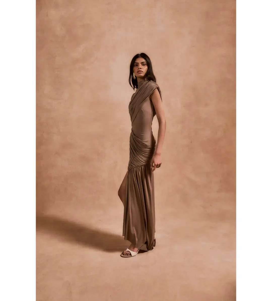 De La Vali Ravenna Mini Dress Taupe Size 12 for rent on The Volte - main image