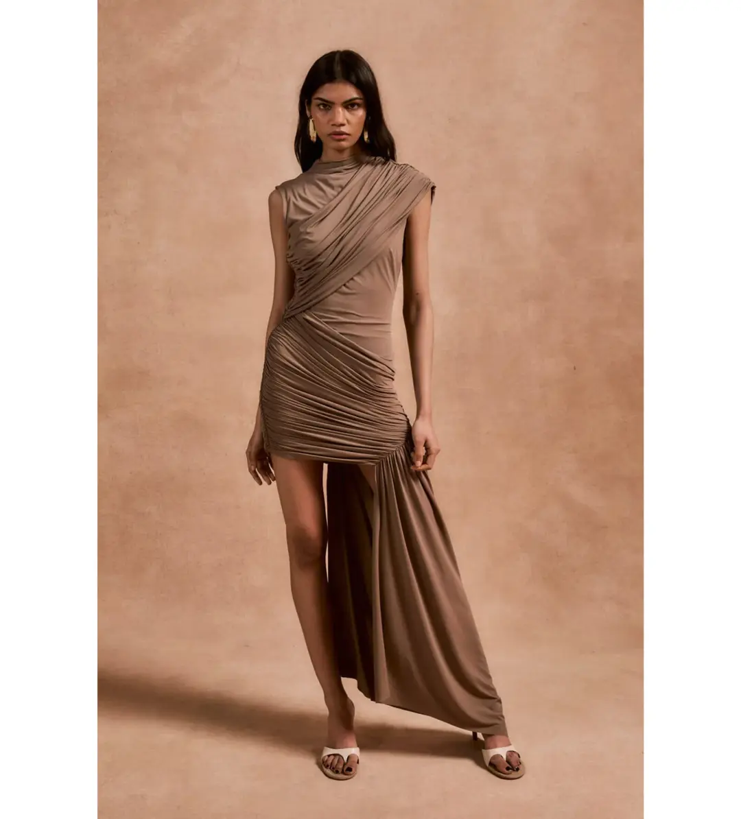 De La Vali Ravenna Mini Dress Taupe Size 12 for rent on The Volte - main image