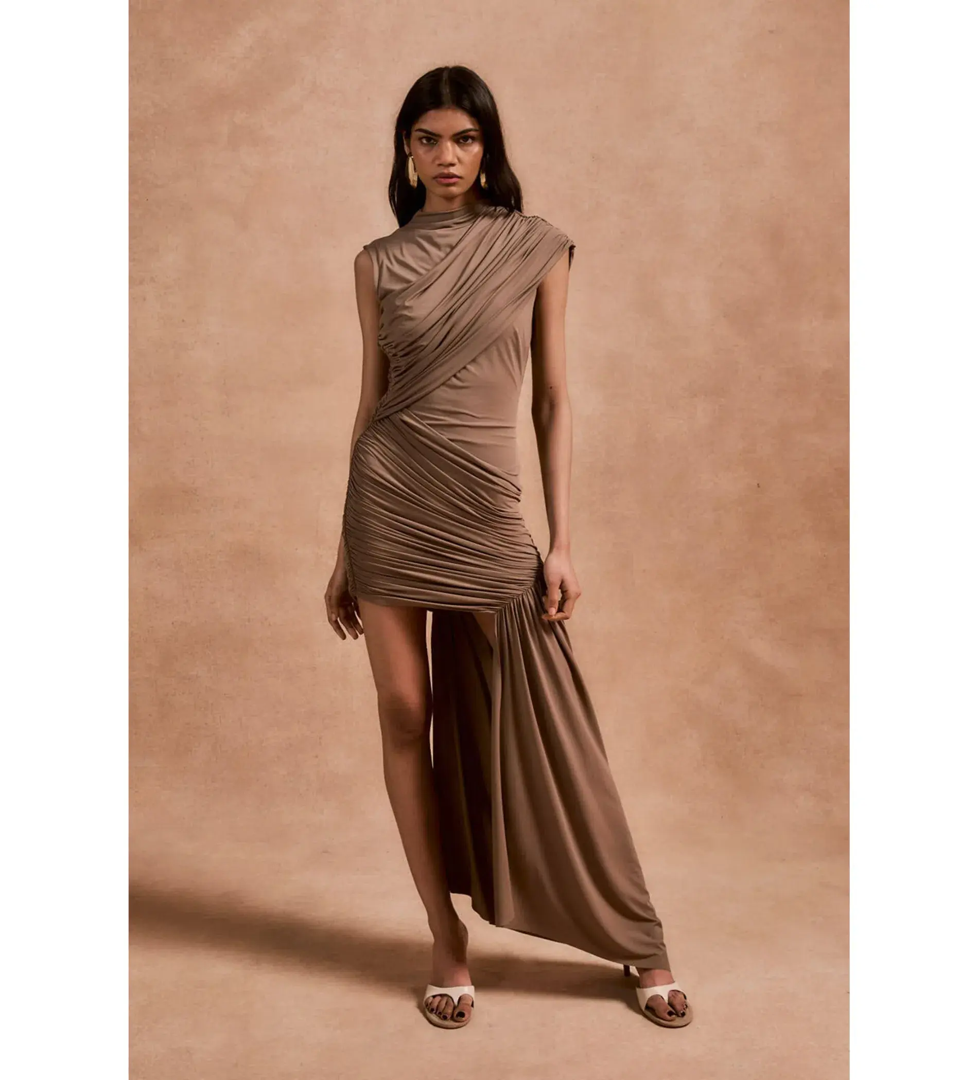 De La Vali Ravenna Mini Dress Taupe Size 12 - Image 1