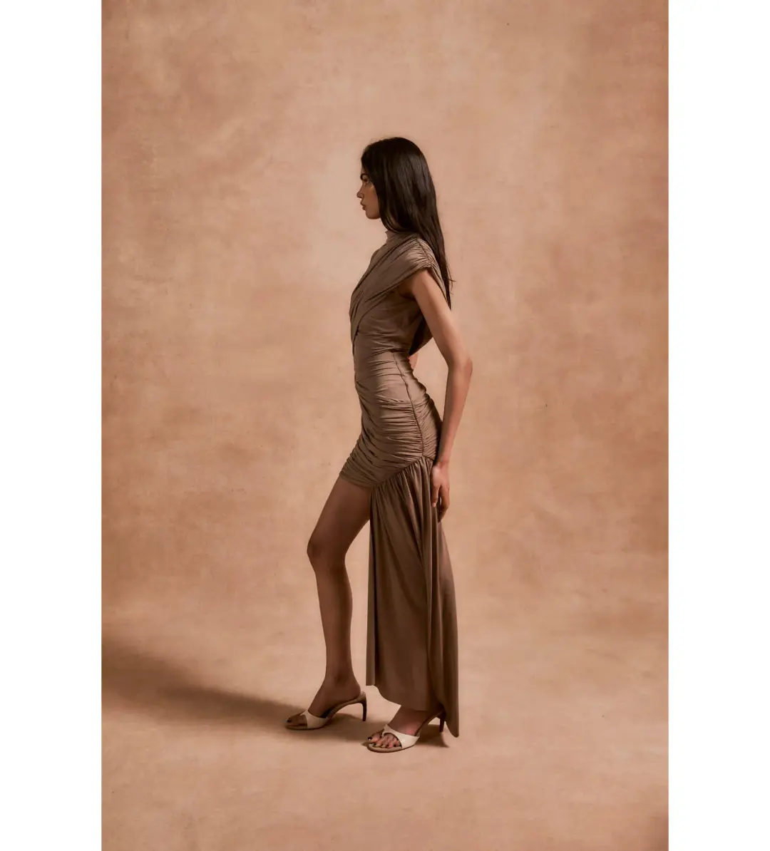 De La Vali Ravenna Mini Dress Taupe Size 12 for rent on The Volte - main image