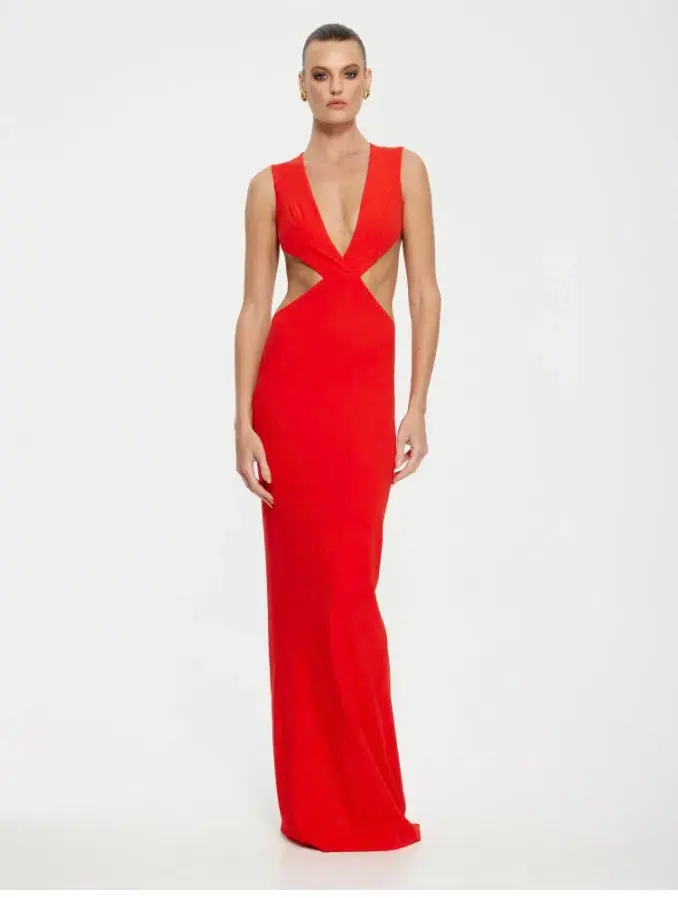 Effie Kats Valencia Gown Cherry Red Size 6/XS - Image 1