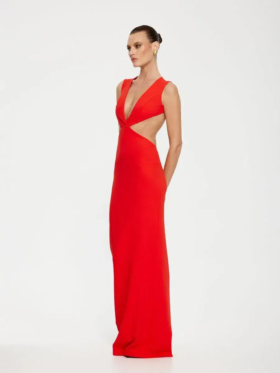 Effie Kats Valencia Gown Cherry Red Size 6/XS - Image 3