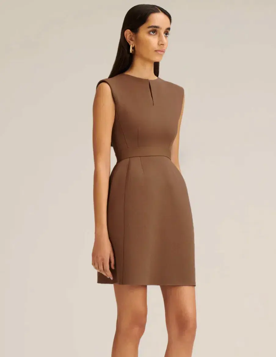 Scanlan Theodore Crepe Knit Cap Sleeve Mini Dress  Brown Spice Size XS / Size AU 6 - Image 2