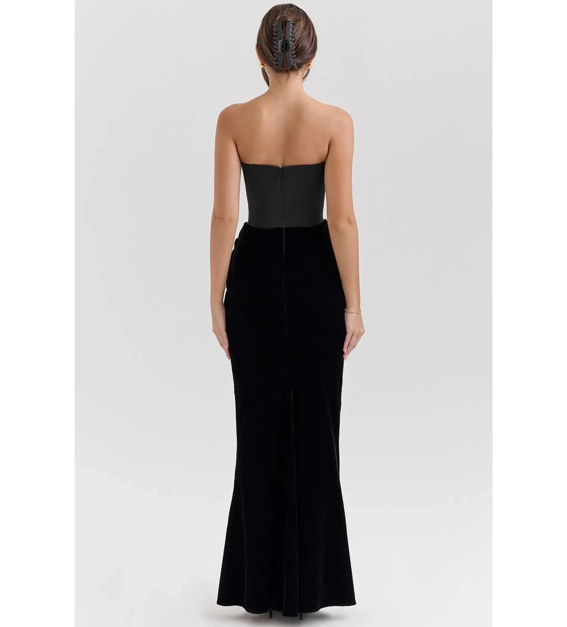 House of CB Persephone Strapless Corset Maxi Dress Black Velvet  Size S/Au 8   - Image 2