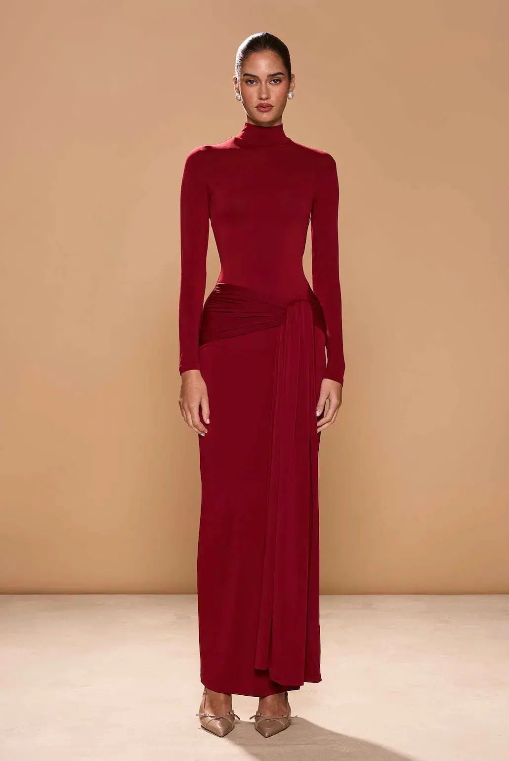 Sonya Moda Aurelia Midi Dress in Burgundy Size 6 - Image 1