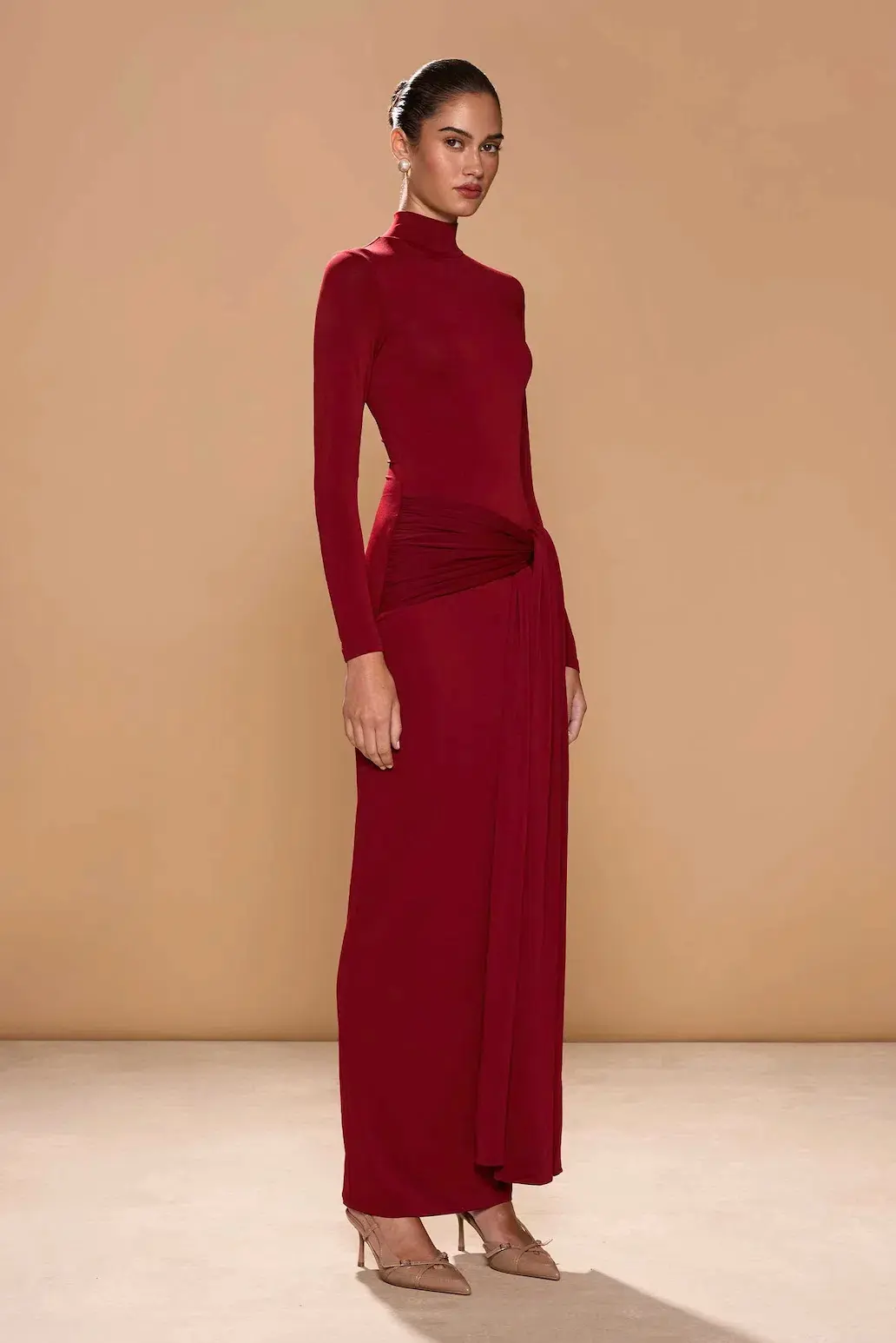 Sonya Moda Aurelia Midi Dress in Burgundy Size 8 - Image 2