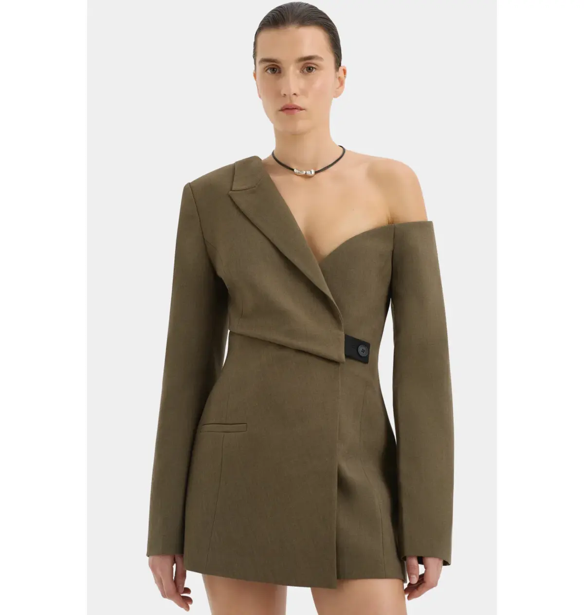 Sir the Label Sartoria Mini Dress in Chocolate Marle Size 0 AU 6  - Image 3