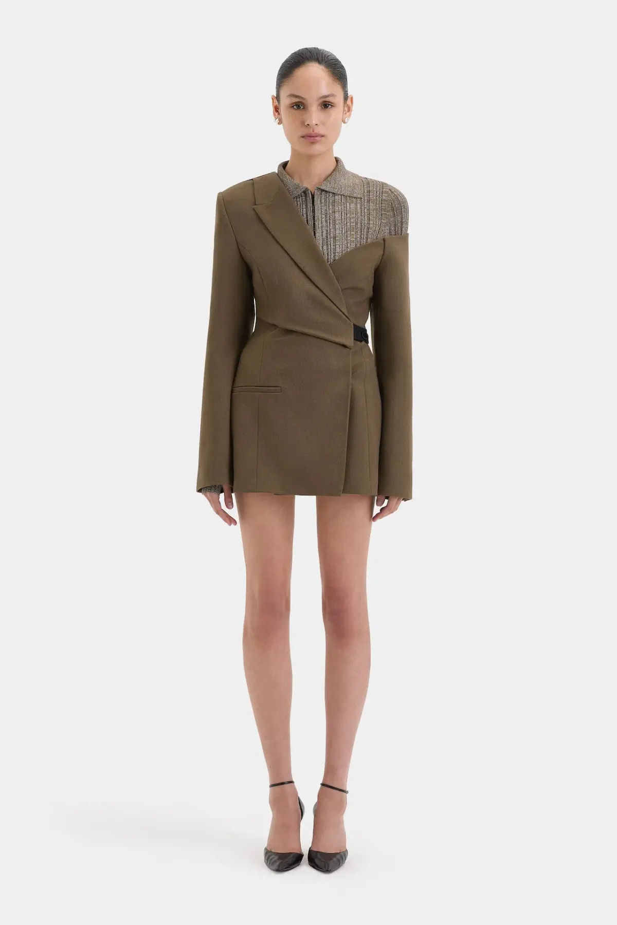 Sir the Label Sartoria Mini Dress Chocolate Marle Size 1 / AU 8 - Image 3