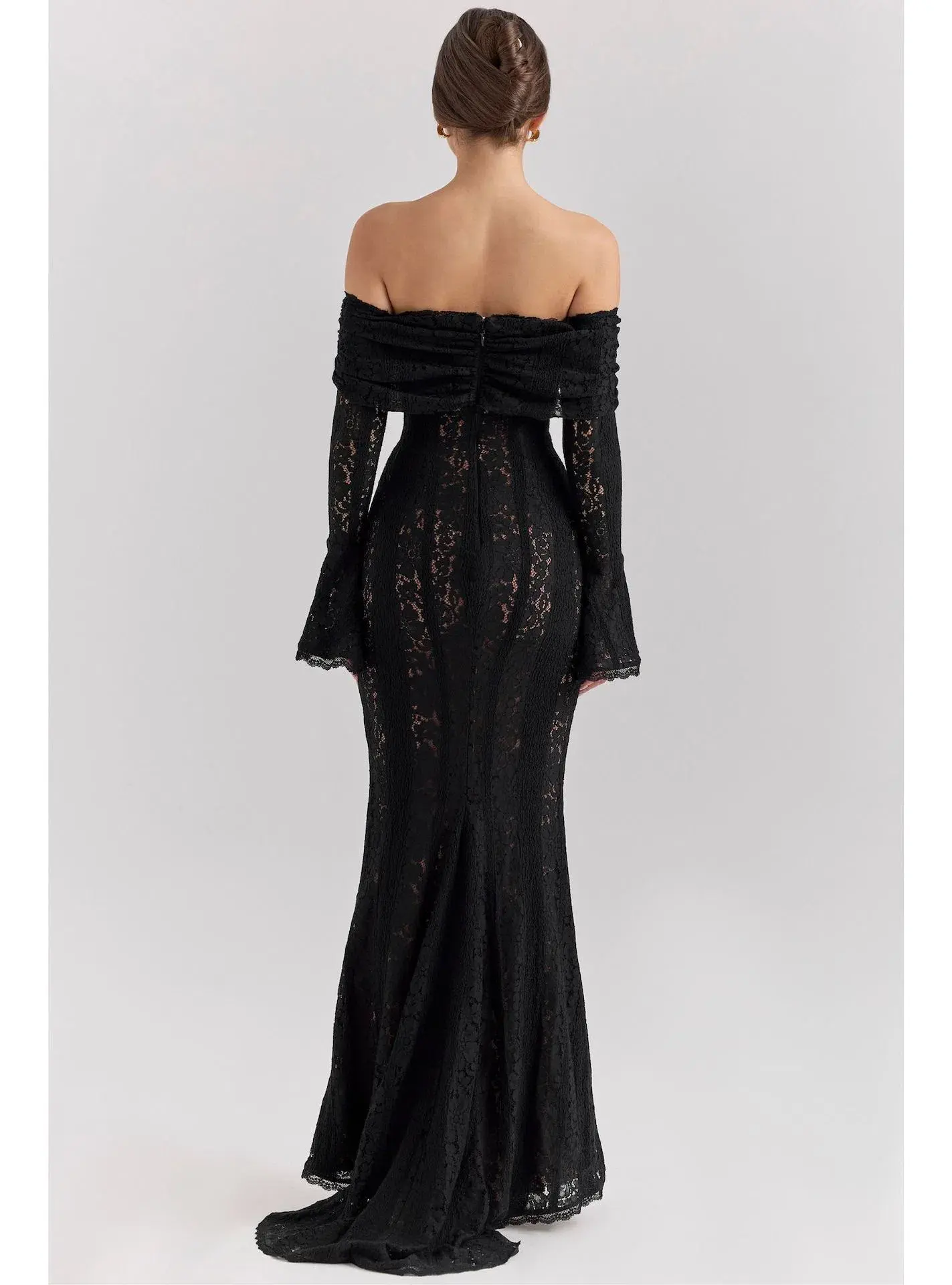 House of CB Belle Off Shoulder Floral Lace Maxi Dress Black Size XS / AU 6 - Image 2