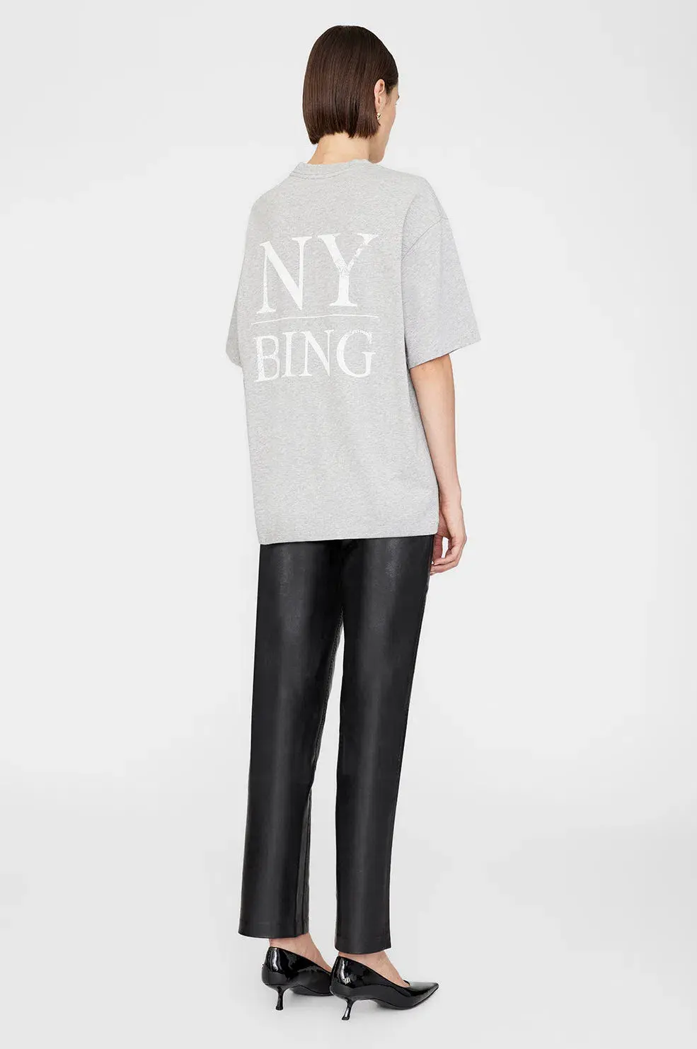 Anine Bing Myers T-Shirt Serif NY  Washed Heather Grey Size 6 - Image 2
