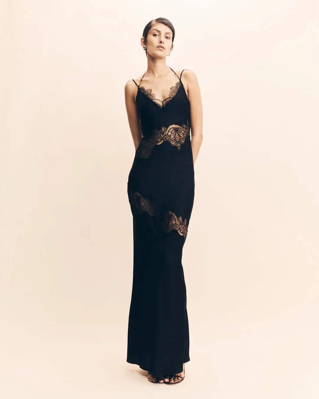 Shona Joy Jamila Lace Panelled Maxi Dress Black Size 6 - Image 4