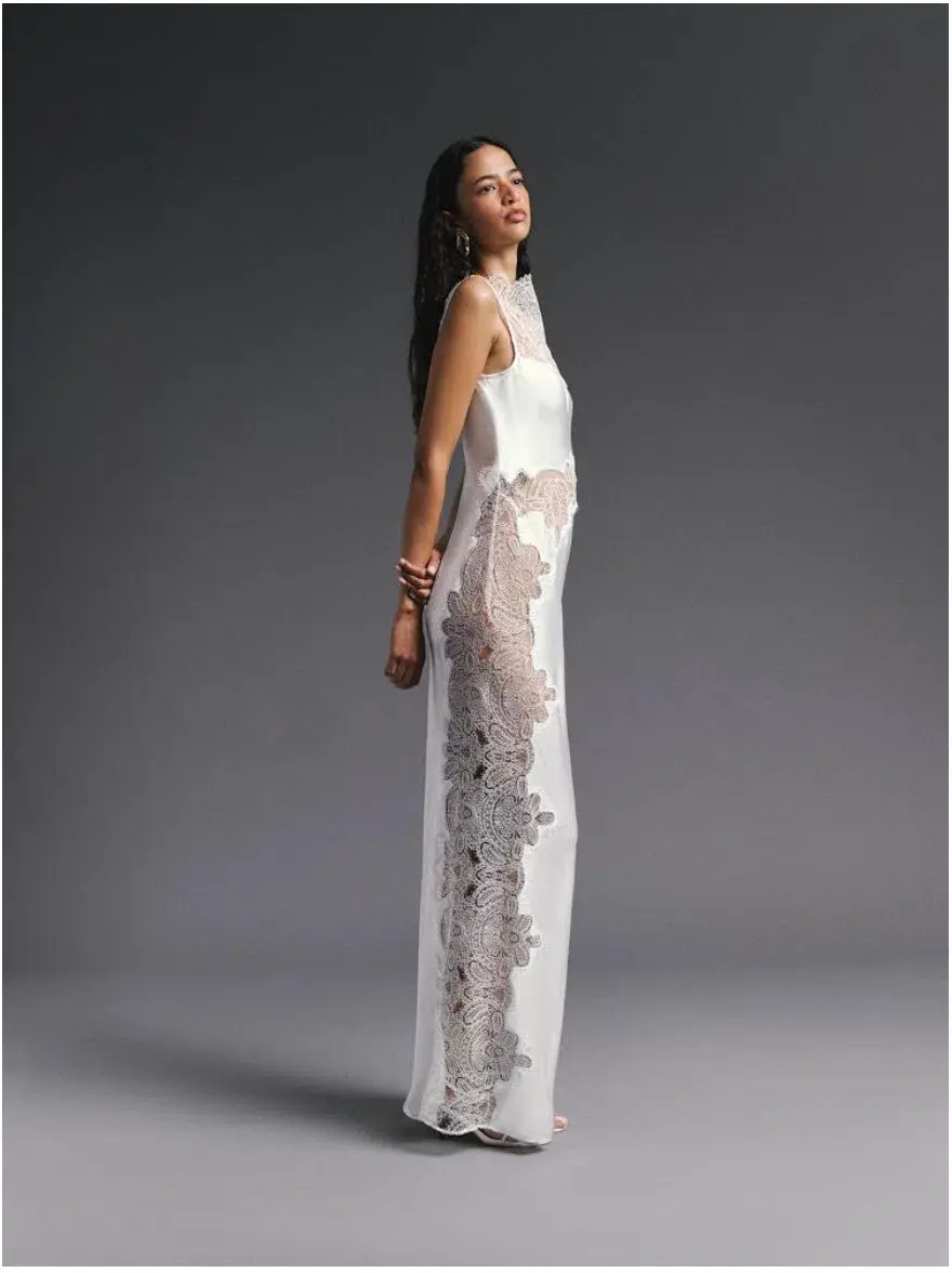 Shona Joy Stratus Lace High Neck Maxi Dress Ivory Size 6 - Image 8