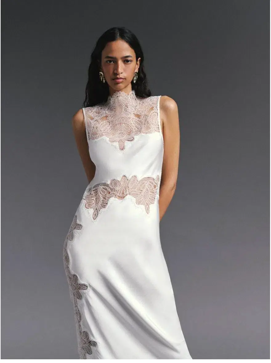 Shona Joy Stratus Lace High Neck Maxi Dress Ivory Size 6 - Image 6