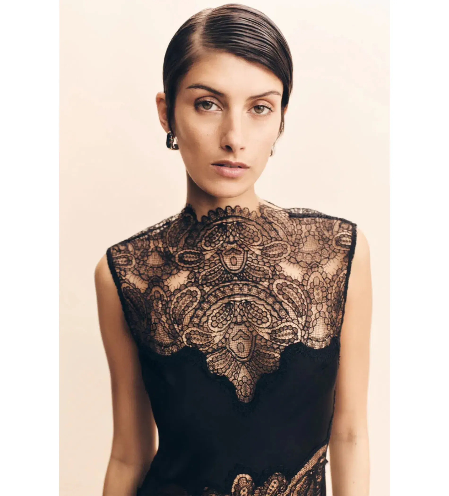 Shona Joy Jamila Lace High Neck Maxi Dress Black Size 6 - Image 2