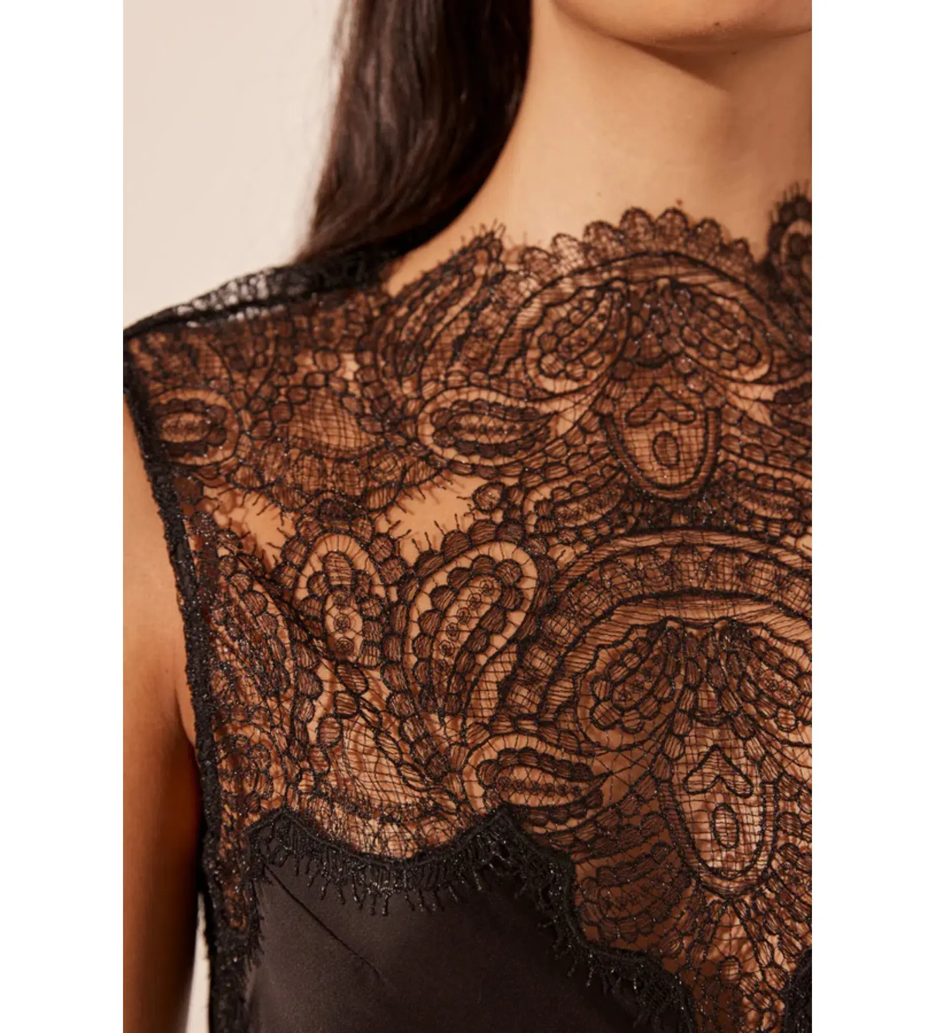 Shona Joy Jamila Lace High Neck Maxi Dress Black Size 6 - Image 3