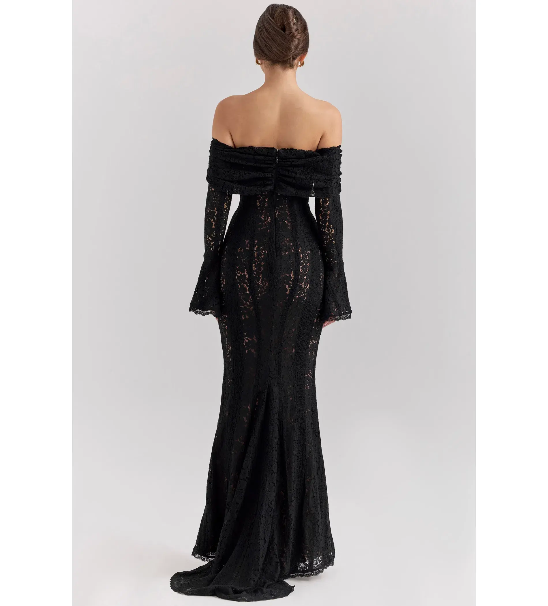 House of CB Belle Off Shoulder Floral Lace Maxi Dress in Black Size XS / AU 6 - Image 4