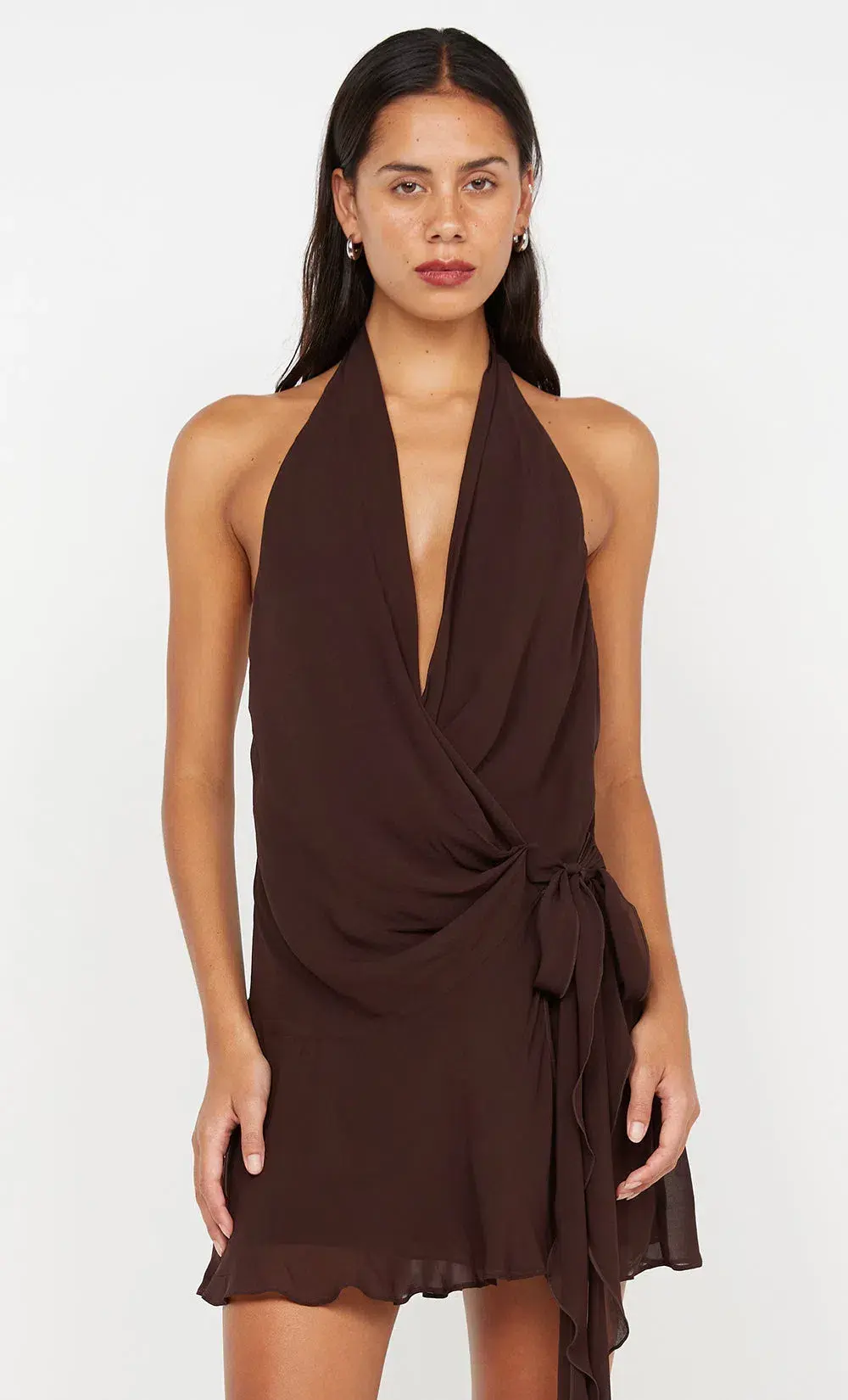Bec & Bridge Celyse Mini Dress Brown Size AU 8 - Image 3